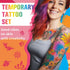 Temporary Tattoo Markers for Skin, 15PCS Dual-Ended Tattoo Pen + 50 Paint Stencils + 43 Tattoos Stickers