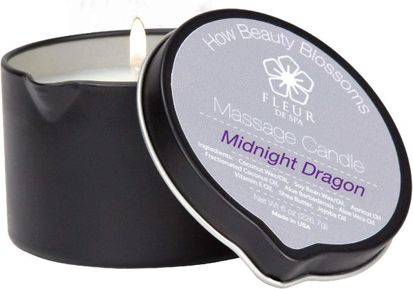 Massage Oil Candle – 6oz with Pour Spout – All Natural Coconut & Soy Blend – Melts to Warm Hydrating Body Oil