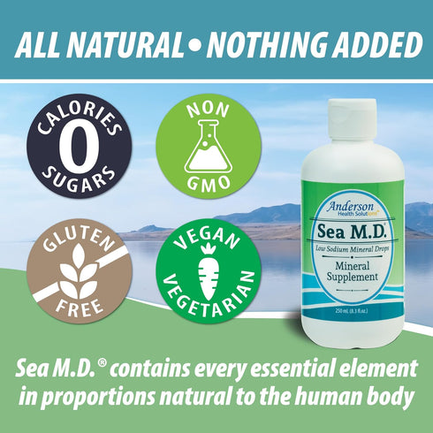 Anderson's Sea M.D. Concentrated Trace Mineral Drops, Ionic Electrolyte Magnesium Supplement for Muscle Cramps, 8.3 fl