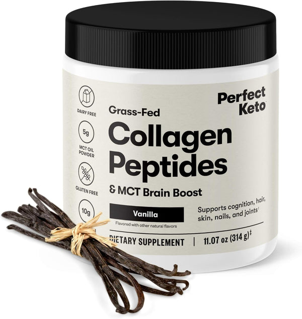 Perfect Keto Collagen Peptides Protein Powder with MCT Oil, Grass Fed, Hydrolyzed