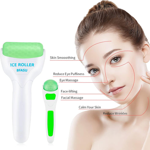 Ice Roller, Face Roller 2 PCS, Massage Tools with Mini Roller for Eye, Face and Body, Green