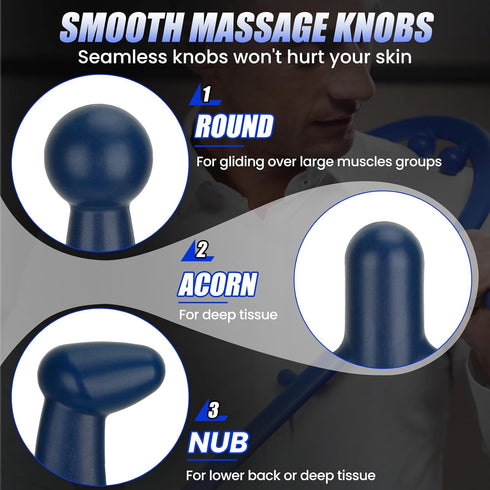 Massage Trigger Point Cane, Deep Tissue & Fibromyalgia Pain Relief, Shoulder Neck Back Massage Hook Cane (Royal Blue)