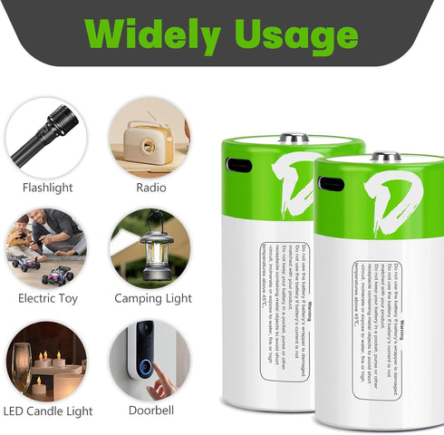 seyyen 6 Pack,7500mWh 1.5V 4 1 Lithium Rechargeable D Batteries High Capacity Li-ion D Batteries with in USB-C Charge