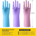 Rubber Kitchen Dishwashing Gloves, 4 Pairs Reusable Household Cleaning Gloves with Cotton Liner