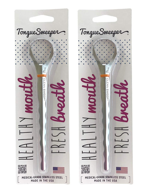 Model T Sweep Stainless Steel Tongue Cleaner, Medical Grade, Wider Cleaning Head, 2 Count, Dishwasher Safe, Reduce Bad