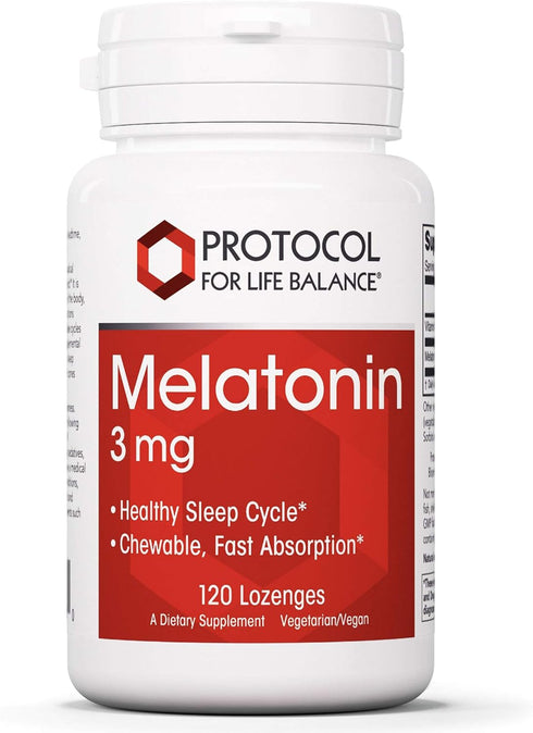 Protocol Melatonin 3mg with Vitamin B6, Immune and Sleep Support, 120 Lozenges