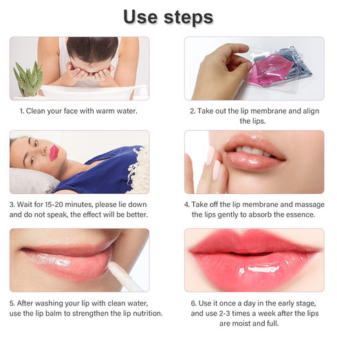 30 PCS Collagen Lip Masks Sheet for Dry Lips, Gel Mask Pack for Moisturizing and Lightening Lip Lines