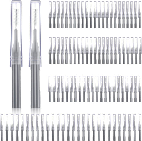 Patelai 100 Braces Brushes for Cleaner Interdental Brush, Dental Flossing Head Oral Hygiene Tool (Gray)