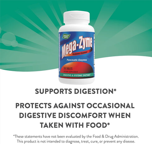 Nature's Way Mega-Zyme, 200 Tablets - Pancreatic & Systemic Enzymes for Digestive Support and Muscle Soreness Relief