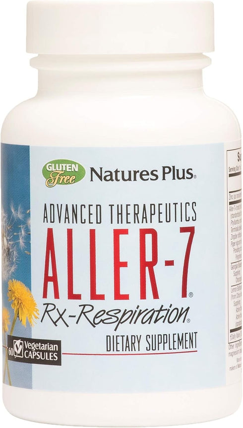 Natures Plus Advanced Therapeutics Aller-7 Rx-Respiration, 60 Vegetarian Capsules, Gluten-Free