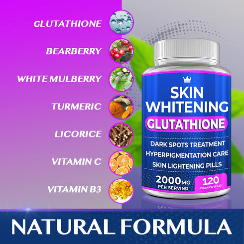 NORTHERN CROWN COSMETICS 120 2000mg Glutathione Whitening Pills - Capsules Glutathione - Effective Skin Lightening
