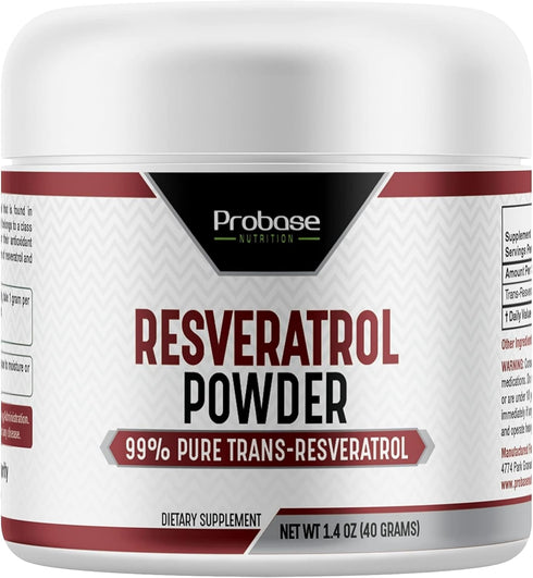 Pure Pharmaceutical Grade Trans-Resveratrol Powder, 1000mg Micronized Vegan Supplement for Healthy Aging