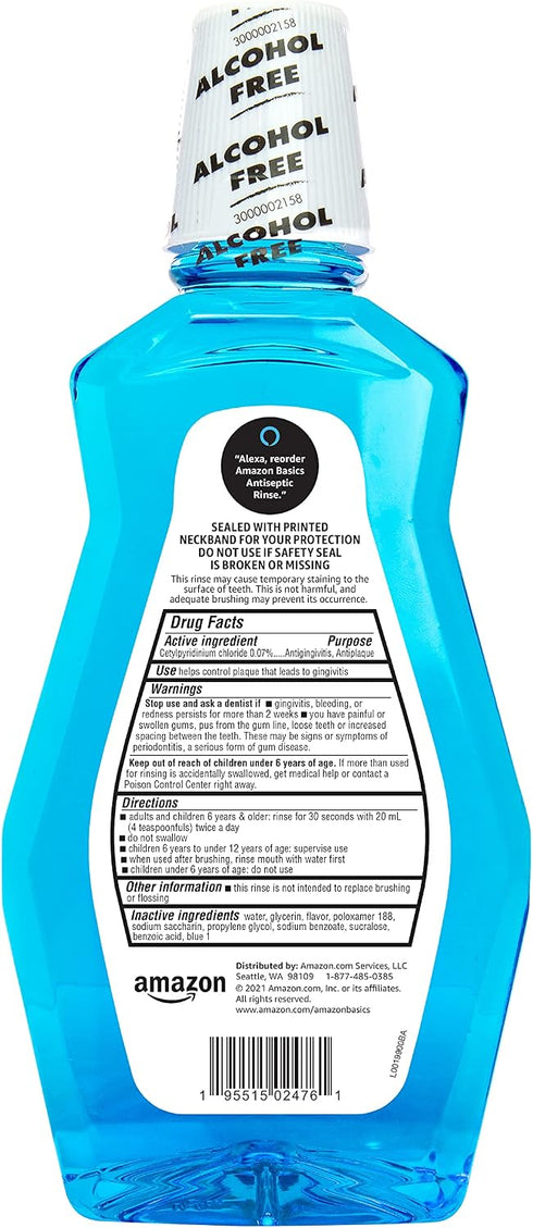 Mint,1 Liter,33.8 Solimo),(Pack 4) Amazon Basics Multi Action Antiseptic Rinse,Alcohol Free,Fresh Fluid Ounces