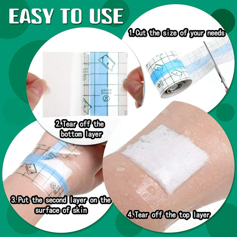 Nuanchu 4 Rolls Transparent Dressing Adhesive Bandage, 2'' x 21.87 Yard Clear Medical Tape