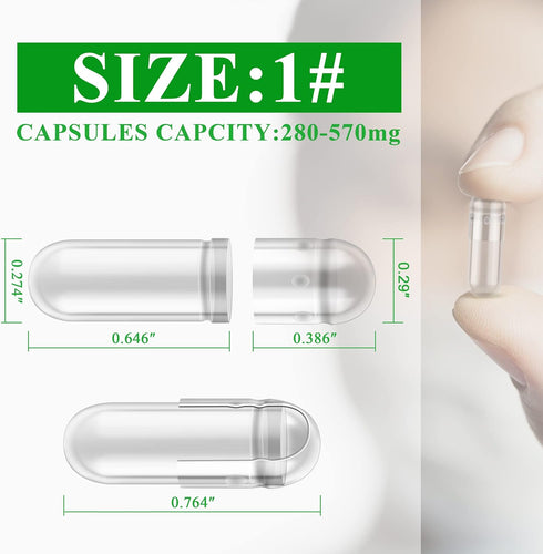 wananfu Size 1 Empty Vegetarian Capsules 100 Count | Bundle with Micro Lab Spoon for Making Supplements