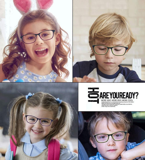 ALWAYSUV Kids Teens Blue Light Blocking Glasses, Anti-Glare UV400 Transparent Lens, Computer Reading Glasses