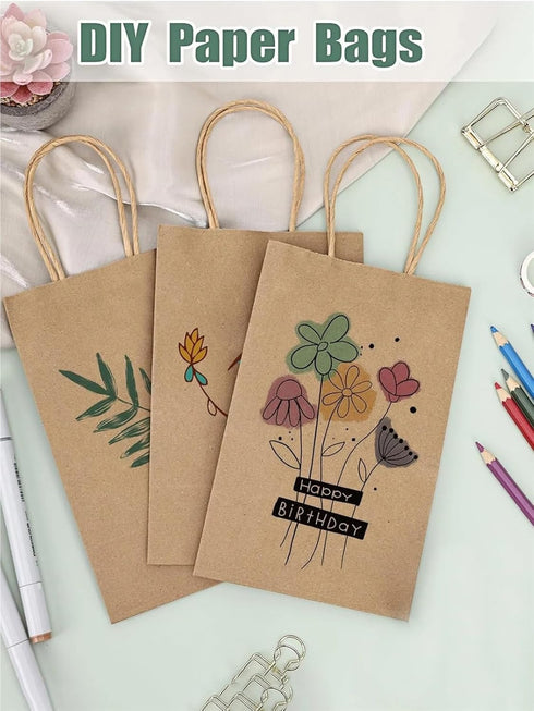 TYLPFH 5/10/20/30pcs Portable(30pcs) Brown Paper Bags With Handles, Bulk, Retail, Shopping, Milk Tea