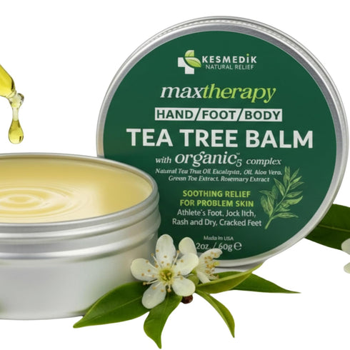 KESMEDIK Tea Tree Oil Balm for Skin, Soothes Itching, Rashes & Dry Skin, Antifungal Defense for Athletes Foot, Jock