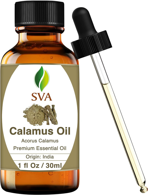 SVA 1 Fl Oz Calamus Essential Oil - 100% Natural for Diffuser, Hair Care, Skin Care, Aromatherapy, with Dropper
