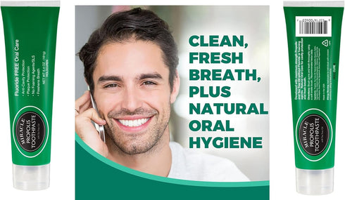 Holocuren 2-Pack, 12.8 oz (2 6.4 oz) Miracle Propolis Toothpaste Tea Tree Oil, Fluoride-Free, x