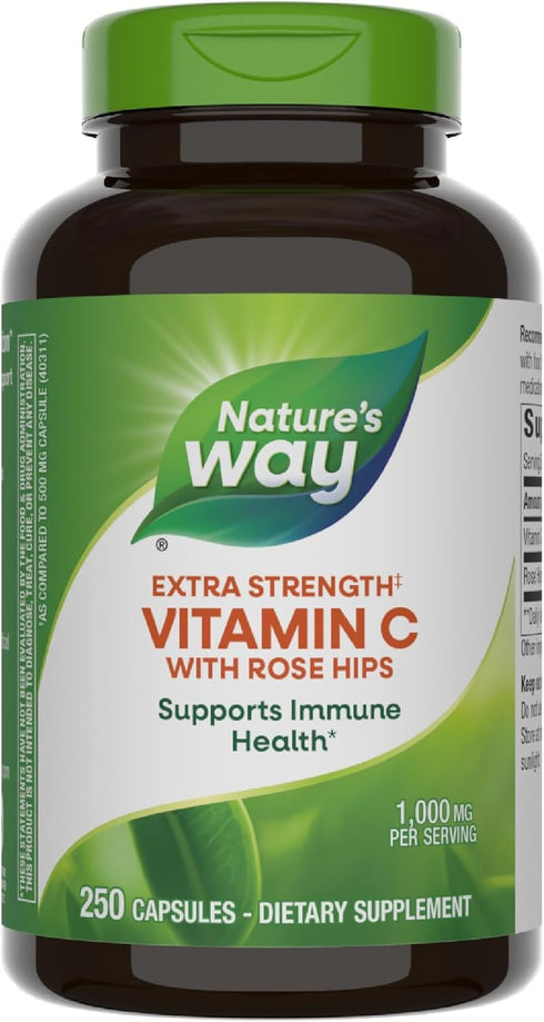 Nature's Way Vitamin C with Rose Hips, 1000 mg per Serving, 250 Capsules