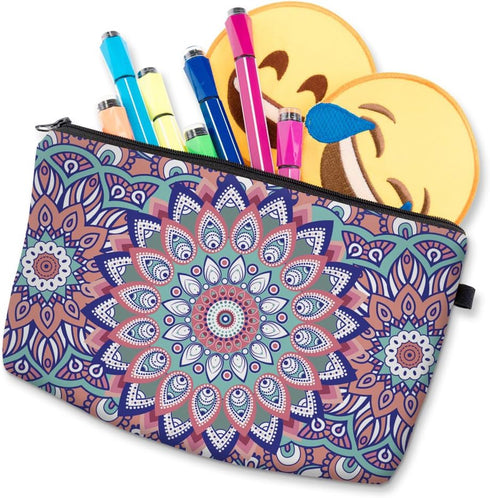Deanfun 3 Piece Set Waterproof Cosmetic Bag, Travel Toiletry Pouch Makeup with Zipper (Mandala 1)