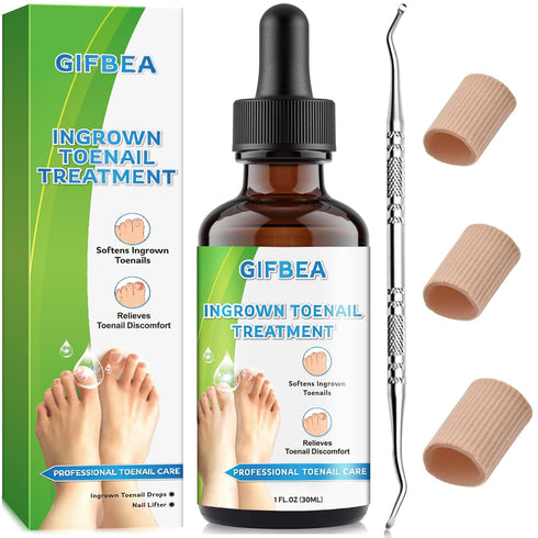 Ingrown Toenail Treatment Kit, Drops Reliever & Softener with Double-Sided Pedicure Tool for Men and Women