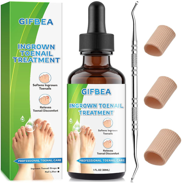 Ingrown Toenail Treatment Kit, Drops Reliever & Softener with Double-Sided Pedicure Tool for Men and Women