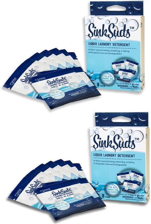 SinkSuds Travel Laundry Detergent Liquid Soap + Odor Eliminator for All Fabrics