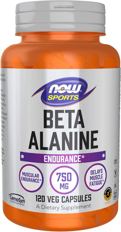 NOW Foods Sports Nutrition Beta-Alanine 750 mg, 120 Veg Capsules, Delays Muscle Fatigue*