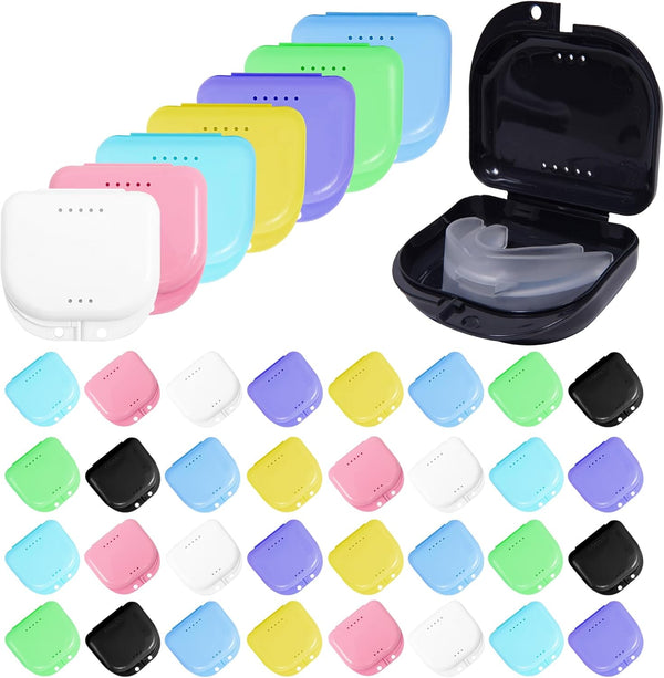 32 PCS Orthodontic Dental Retainer Case with Vent Holes for Mouth Guards, Night Guards, and Dentures, Easy to Clean
