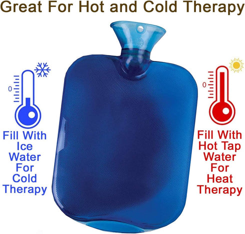 Carex Hot Water Bottle With Cover, Rubber - Heat and Cold Therapy for Pain Relief