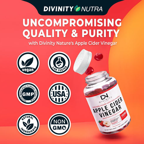 Gummies Gummies B12 B6 100 Apple Cider Vinegar with Mother - Cleanse & Detox ACV for Weight Loss, Gut Health