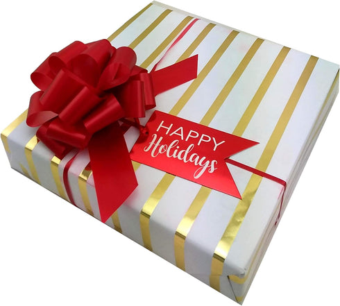 Red Decorative Gift Pull Bows, 5" Wide, Set of 10 for 4th of July, Birthday, Christmas