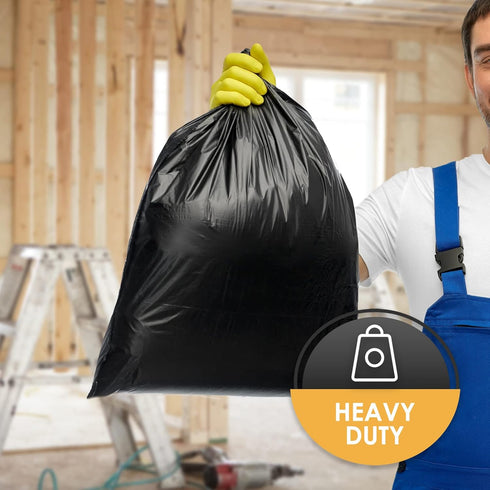 PAMI Heavy-Duty Contractor Bags, 42 Gallon, Pack of 20, Large Black Trash Bags