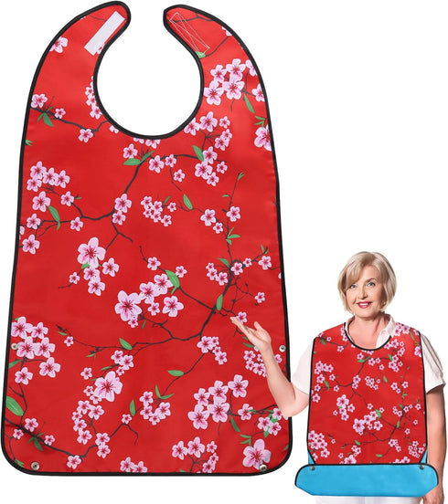 varlldibao Adult Bibs for Women, 1 Pack Bib for Adults Waterproof Washable Dining