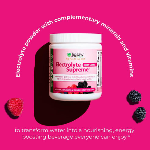 Jigsaw Health Electrolyte Supreme Jar, Berry Licious Flavor, 60 Servings