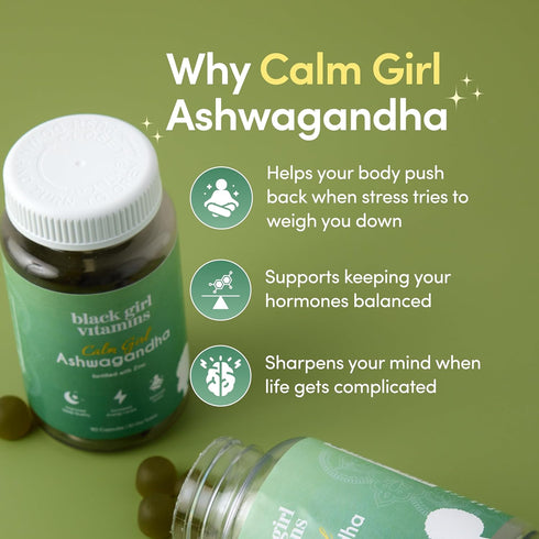 Gummies Immune Black Girl Vitamins Calm Girl Ashwagandha + Zinc Stress Support, Promotes Relaxation & Mental Clarity