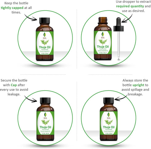 SVA Thuja Essential Oil, 1 Fl Oz, 100% Natural for Aromatherapy, Skin Care, Soap Making