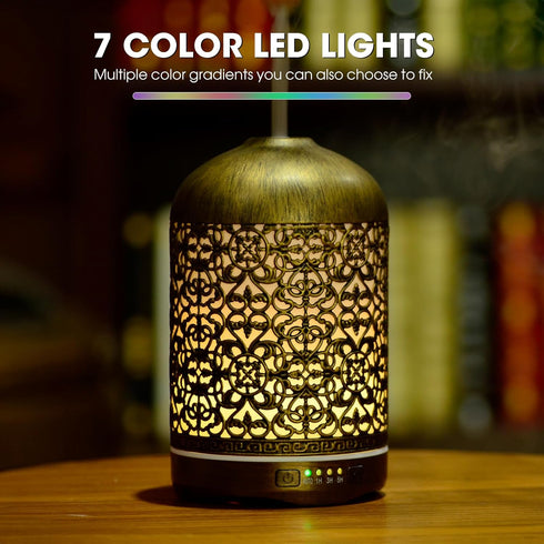 kakoda 250ML Essential Oil Aromatherapy Diffuser for Home Bedroom Office Metal Hollow Decorative Room Ultrasonic Air