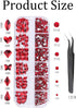 Valentines Nail Rhinestone EBANKU Red Nail Art Crystals, Hearts, Butterfly, 3D Diamond Stone Gems with Tweezer