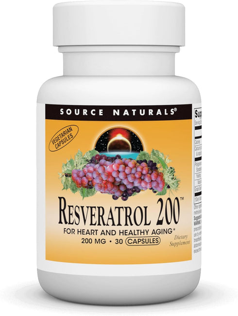 Source Naturals Resveratrol 200 mg, 30 Vegetarian Capsules for Heart and Healthy Aging