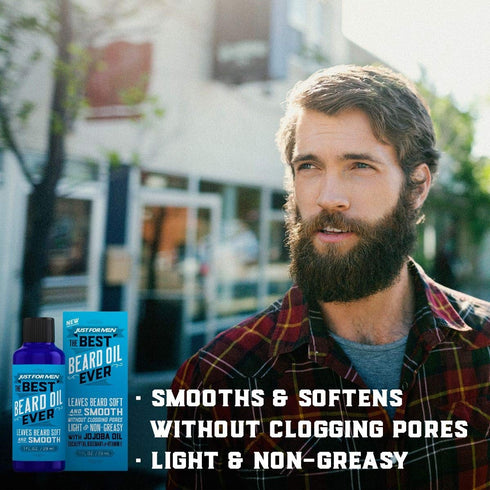 Just For Men The Best Beard Oil Ever, 1 Fl Oz - Supports Growth with Vitamin E, Eucalyptus, Rosemary, Jojoba Oil