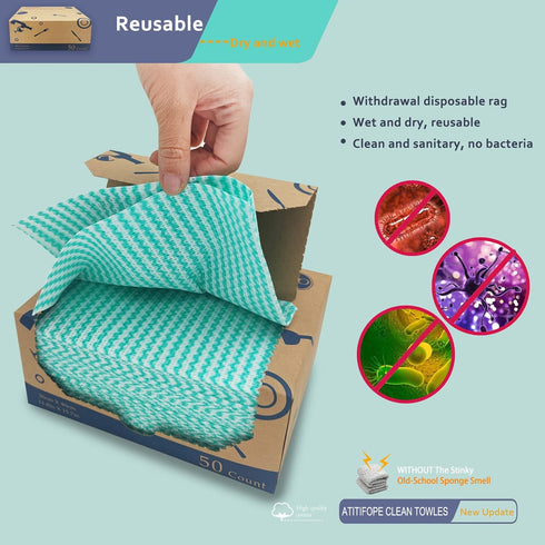 Heavy Duty Wipes, 50 Pieces Reusable Dish Cloths for Multi-use Cleaning