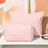 Large Corduroy Pink Makeup Bag, 2 Pieces Canvas Travel Toiletry Organizer, Cute Aesthetic Storage Bag for Women