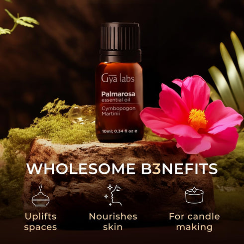 Gya Labs 100% Pure Natural Palmarosa Essential Oil - 0.34 Fl Oz for Skin, Aromatherapy, Massage, Candles - Sweet &