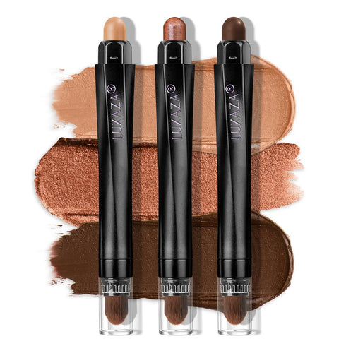 Classic 3PCS Neutral Eyeshadow Stick Makeup Set - Metallic Shimmer Matte Cream Eye Shadow Crayon - J2