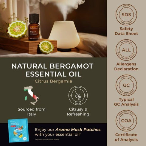 Gya Labs Bergamot Essential Oil - 100% Pure Natural Aromatherapy Oil for Mood Uplift, Skin Soothing - 0.34 fl oz