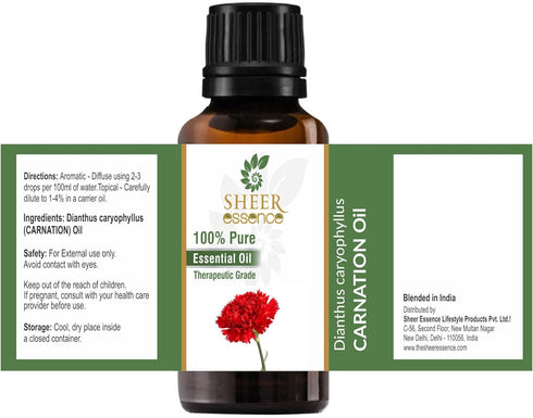 Carnation Oil 15 ML (0.51 Fl.OZ) | 100% Pure Natural Undiluted Uncut Therapeutic Grade Dianthus Caryophyllus Essential Oil