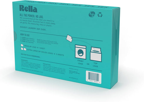 Rella Laundry Detergent Sheets, 60 Sheets, Fresh Linen Scent, Eco Friendly Travel Detergent, Biodegradable